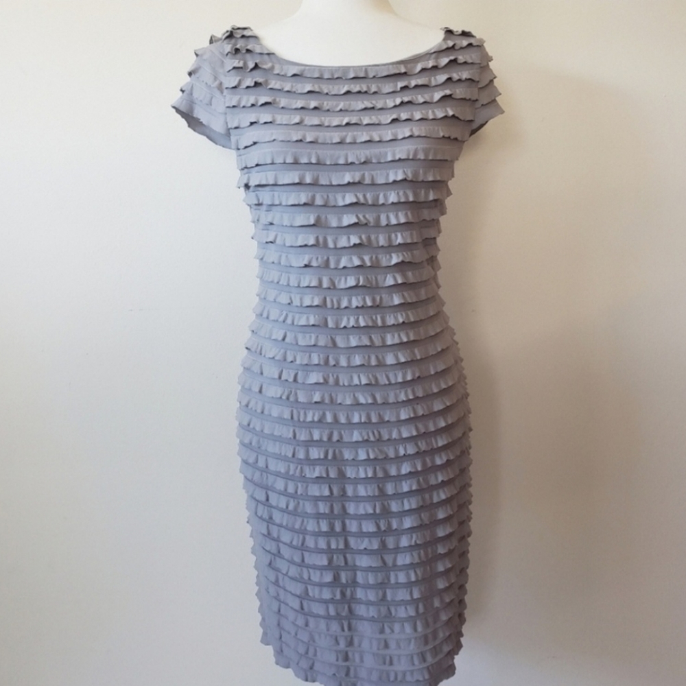 Banana Republic Gray Ruffle Cap Sleeve Dress , Size Small